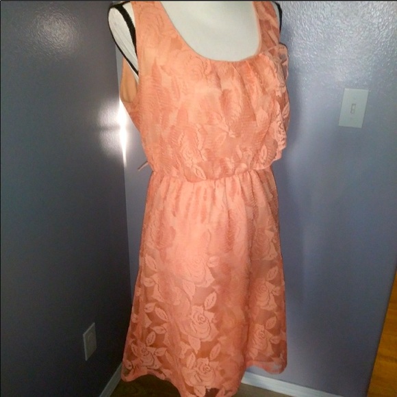Maurices light pink sleeveless lace knee length dress - Picture 2 of 6